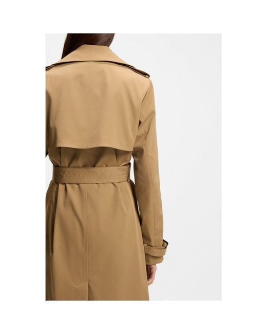 Boss Natural Double-Breasted Trench Coat With Buckled Belt