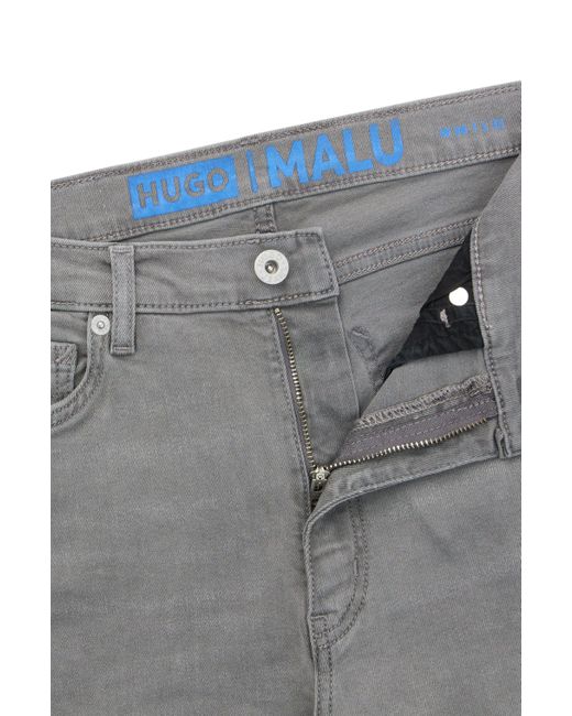 HUGO Gray Skinny-fit Jeans In Dark-grey Stretch Denim