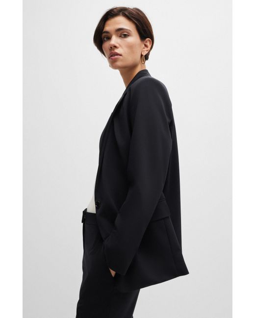 Boss Black Relaxed-fit Jacket In Crease-resistant Stretch Jersey