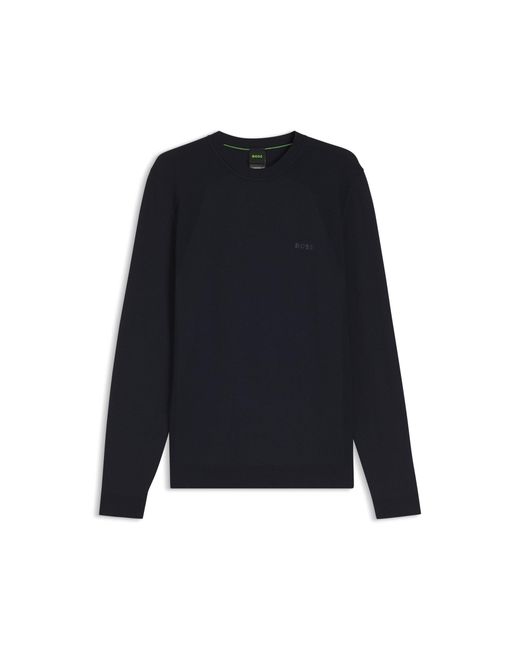 Boss Blue Cotton-Blend Sweater With Bodymapping Structure for men