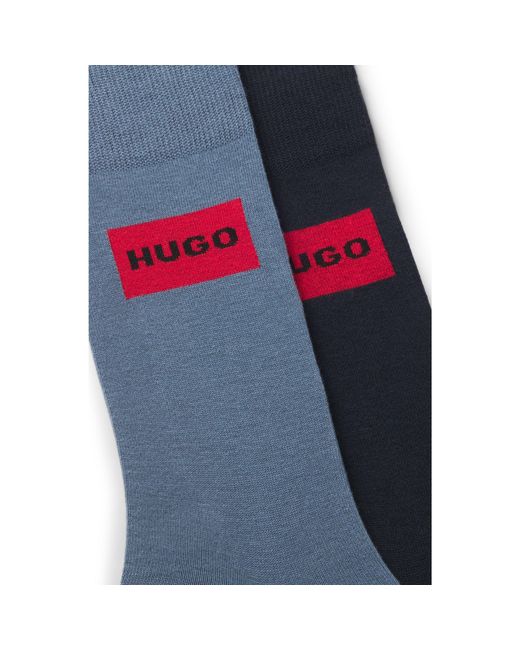 HUGO Blue Two-Pack Of Regular-Length Socks With Logo Labels for men