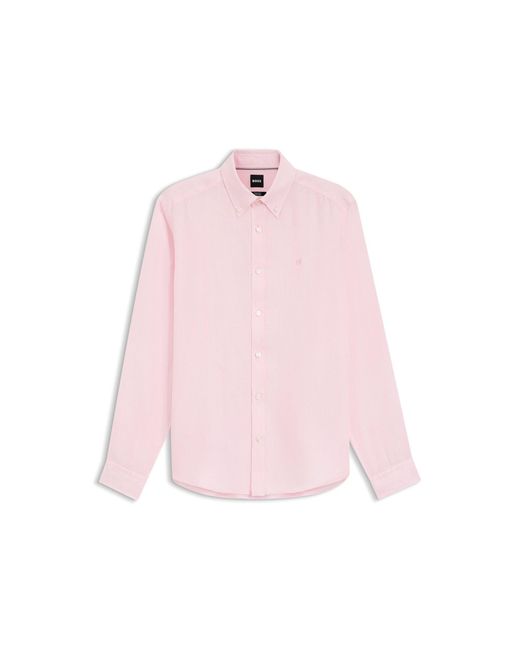 Boss Pink Regular-Fit Button-Down Shirt for men