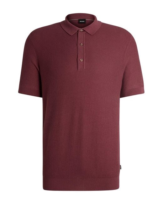 Boss Red Regular-fit Polo Sweater With Mixed Structures for men