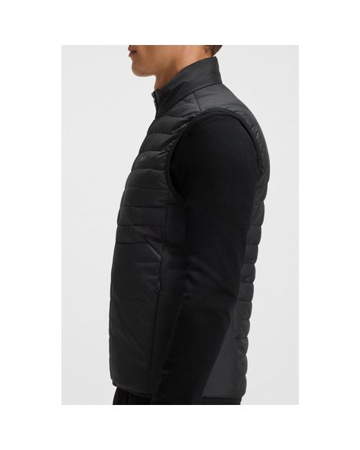 Boss Black Water-Repellent Gilet With Decorative Reflective Accents for men