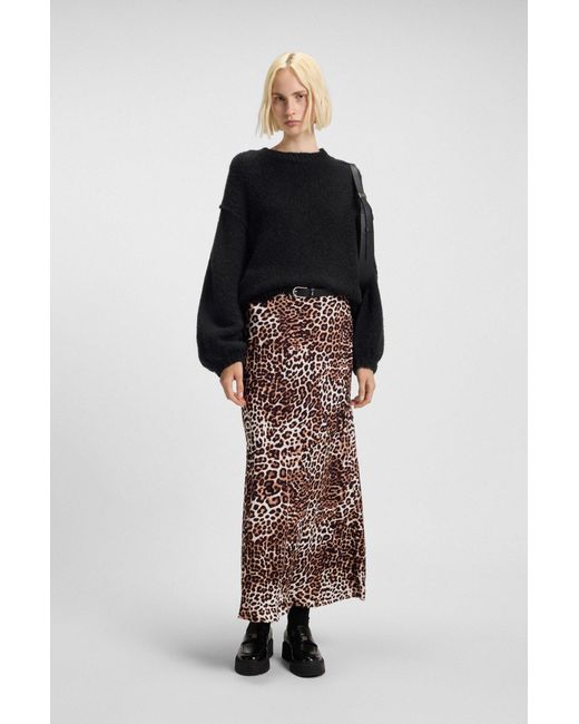 HUGO Black Oversized Strickpullover Mit Puffärmeln