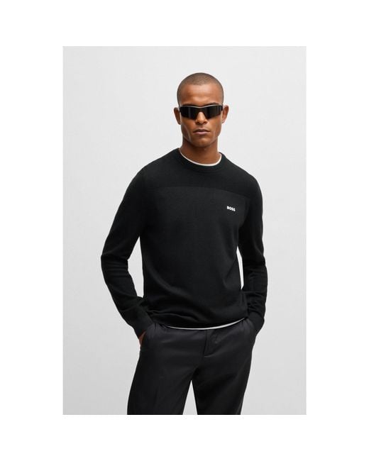 Boss Black Branded Crew-Neck Sweater for men