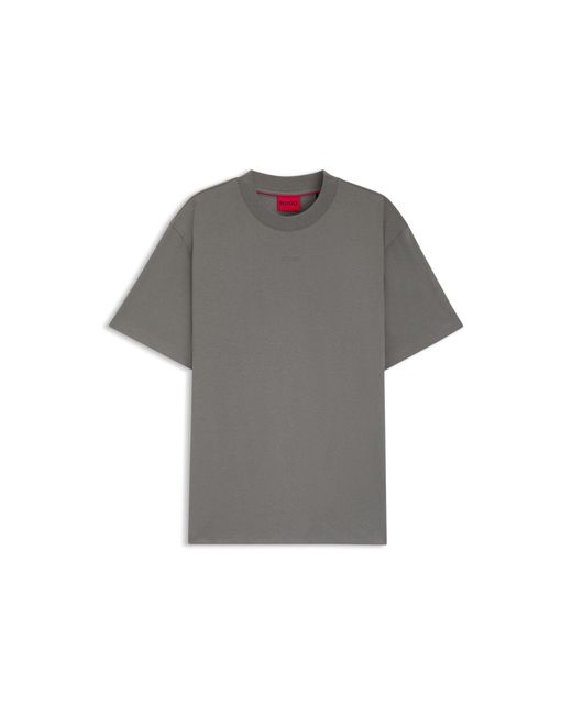 HUGO Gray Relaxed-Fit T-Shirt With Central Logo Detail for men