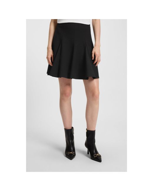 HUGO Black A-Line Mini Skirt With Godet Inserts