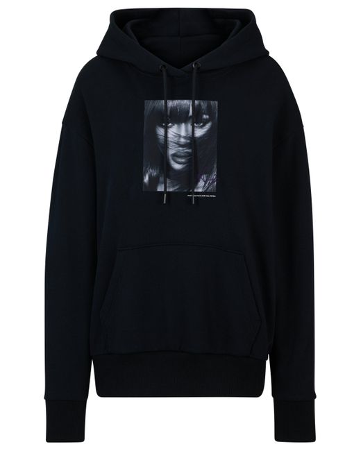 Boss Naomi X Sweatshirt Van Katoenen Badstof Met Geribde Details in het Black