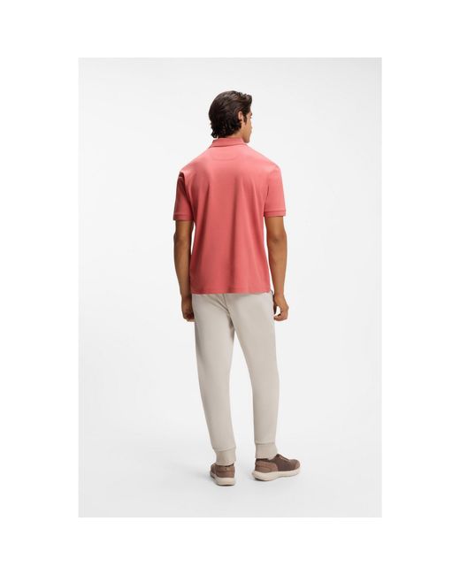 Boss Pink Striped-Trim Polo Shirt for men