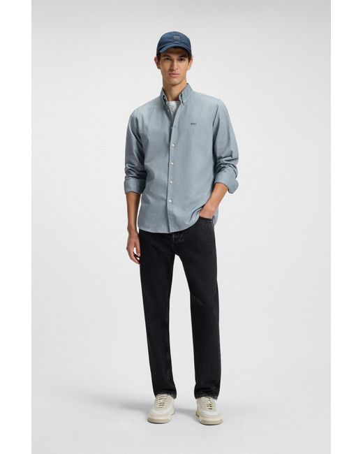 Boss Regular-Fit Overhemd Van Oxfordkatoen in het Blue voor heren