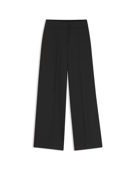 HUGO Black Wide-Leg Regular-Fit Trousers