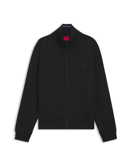 Sweat En Coton Mélangé Avec Rayure À L'Aiguille HUGO pour homme en coloris Black