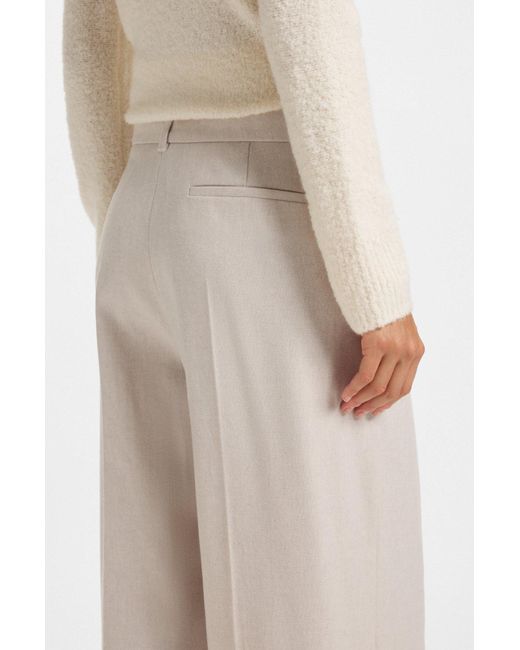 Boss Regular-Fit Broek Met Wijde Pijpen Van Zacht Flanel in het White