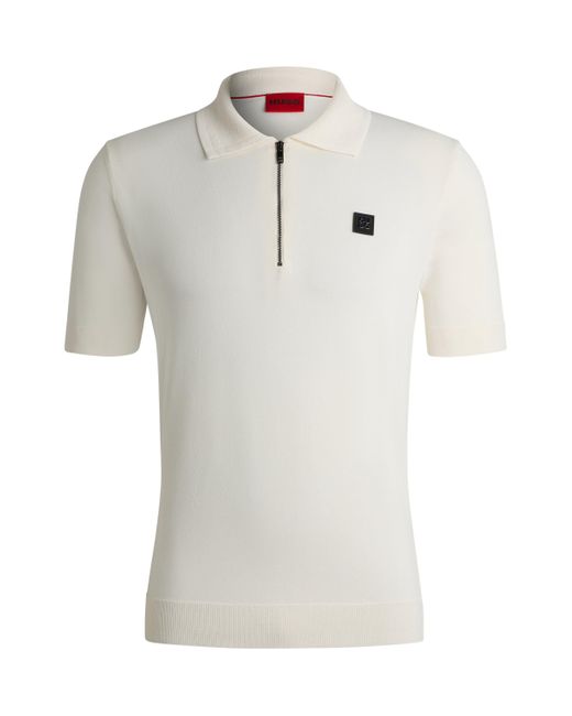 HUGO Poloshirt mit Reißverschluss und Stack-Logo in White für Herren