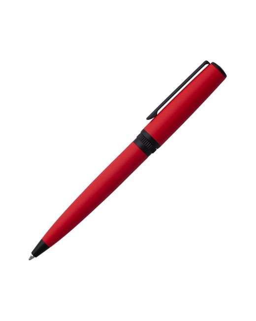 Boss Ballpoint Pen With Red Rubberised Finish And Logo Ring
