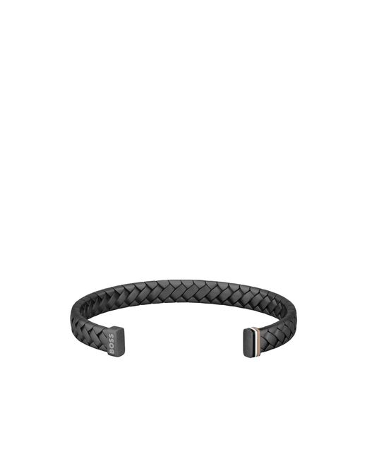 Boss Black Cuff With Herringbone Pattern for men