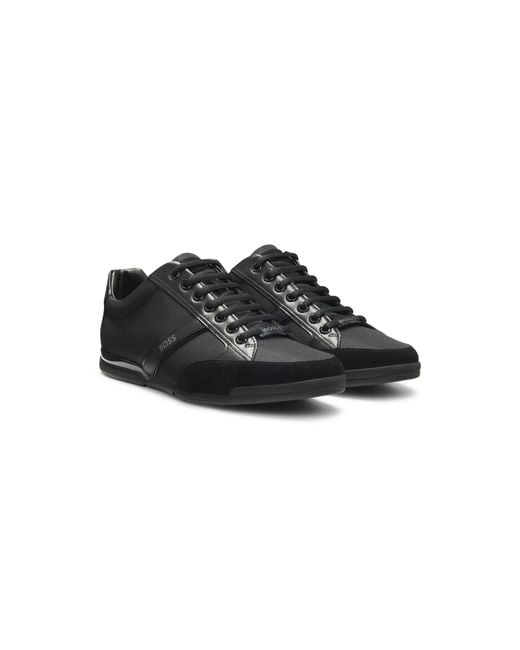 Boss Black Mixed-material Trainers With Suede And Faux Leather for men