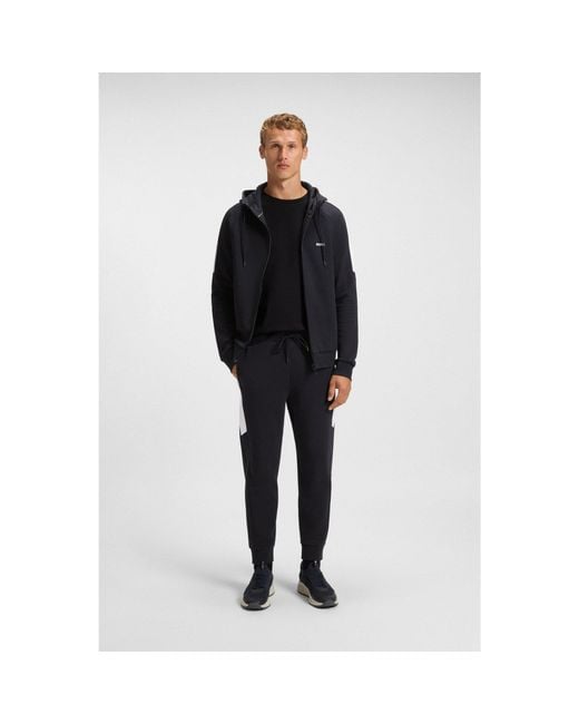 Boss Black Stretch-Cotton Tracksuit Set With Contrast Inserts for men