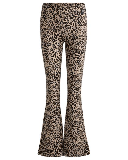 HUGO Multicolor Slim-Fit Hose mit Animal-Print und ausgestelltem Bein