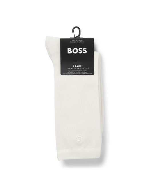 Boss White Two-Pack Of Regular-Length Socks With Logo Details