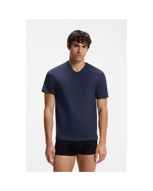 Boss Blue Three-Pack Of V-Neck Underwear T-Shirts for men