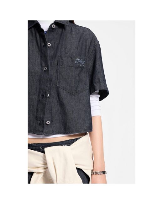 HUGO Blue Relaxed-Fit Cropped Blouse