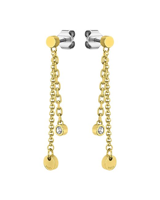 Boss Metallic Multi-chain Earrings With Medallions And Crystals