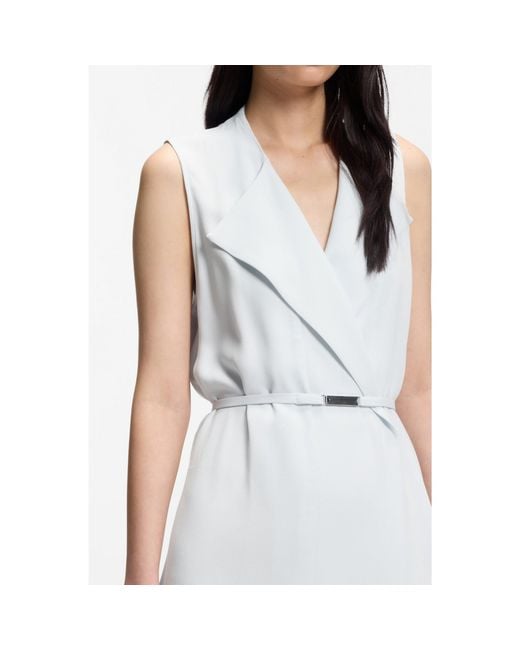 Boss White Belted Wrap Dress