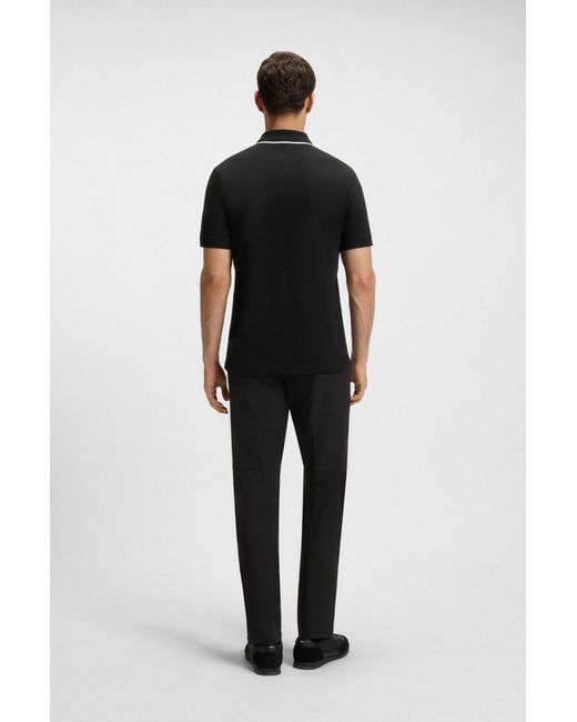Boss Slim-Fit Poloshirt Aus Schnell Trocknender Stretch-Baumwolle in Black für Herren