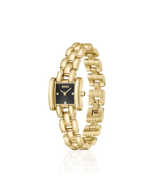 Boss Metallic Square-Dial Watch With Sculptural Bracelet