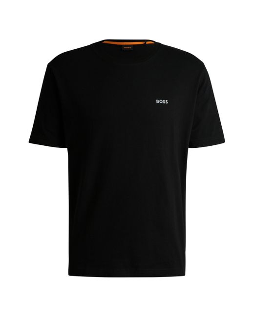 Boss Black Cotton-jersey T-shirt With Decorative Reflective Artwork for men