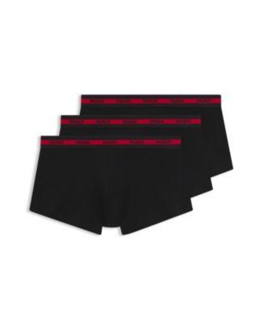 Lot de trois boxers courts en coton stretch avec taille logotée HUGO pour homme en coloris Black