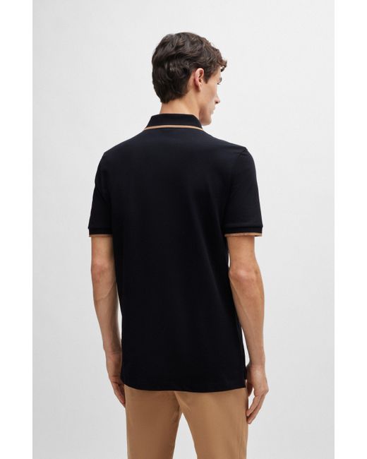 Boss Black Cotton-piqu Polo Shirt With Logo Detail for men