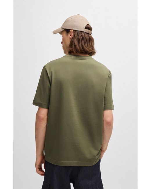 T-shirt Relaxed Fit en coton stretch, à logo imprimé Boss pour homme en coloris Green