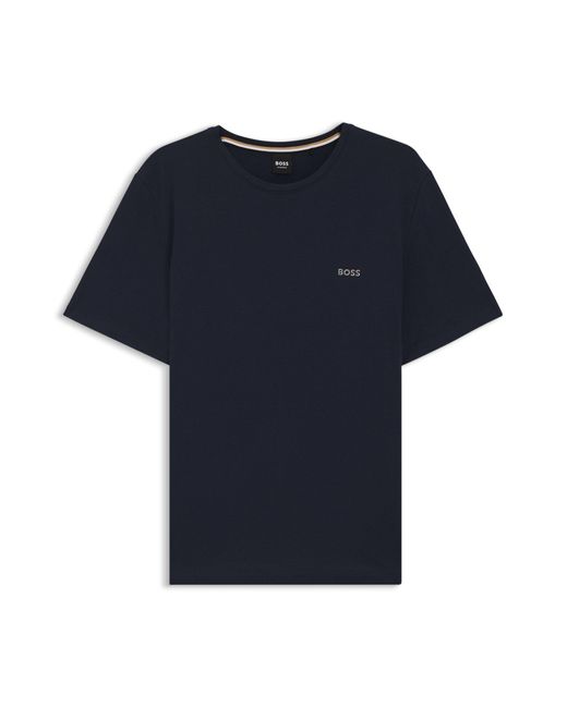 Boss T-Shirt Van Stretchkatoen Met Logostiksel in het Black voor heren