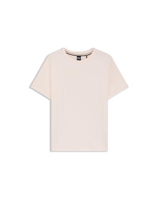 Boss Pink Stretch-Cotton Pyjama T-Shirt With Logo Print