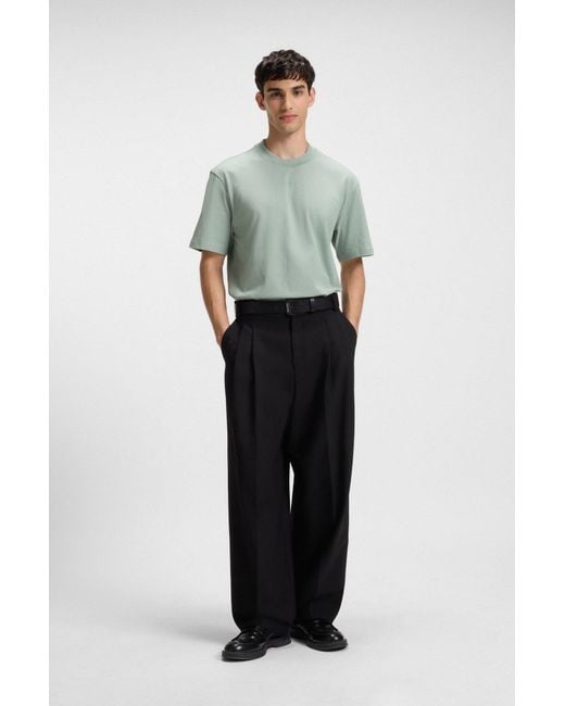 HUGO Relaxed-Fit T-Shirt Van Katoen Met Logoprint in het Green voor heren