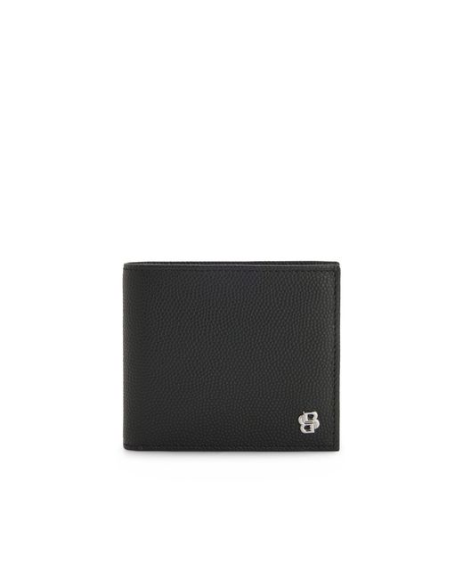 Boss Black Leather Wallet And Card Holder Set With Double B Monograms for men