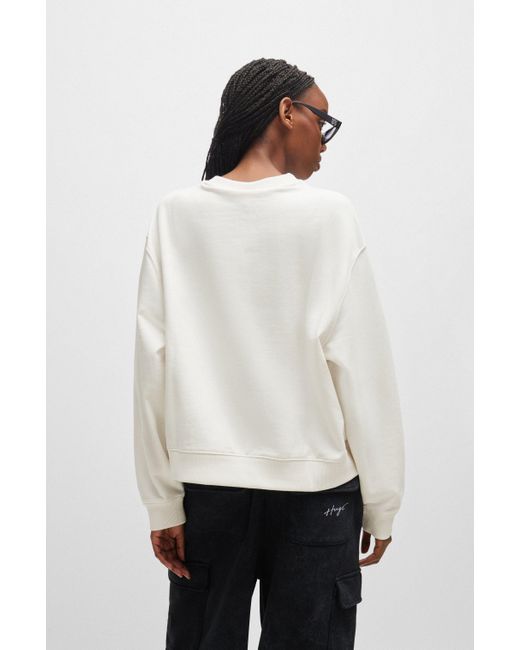 HUGO White Sweatshirt DEROXINA Oversize Fit