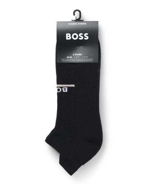 Boss Twee Paar Enkellange Sokken Met Logo's in het Black voor heren