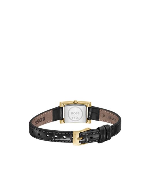 Boss Metallic Lucy Precious Crystal-Embellished-Dial Watch With Matching Leather Strap