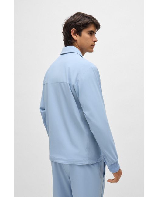 Boss Blue Water-repellent Regular-fit Jacket With Contrast Details for men