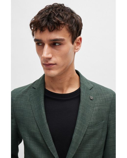 Boss Green Slim-fit Jacket In Melange Stretch Cloth for men