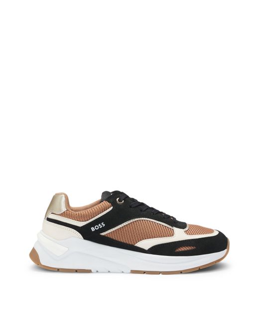 Boss Black Mixed-Material Trainers With Suede And Mesh