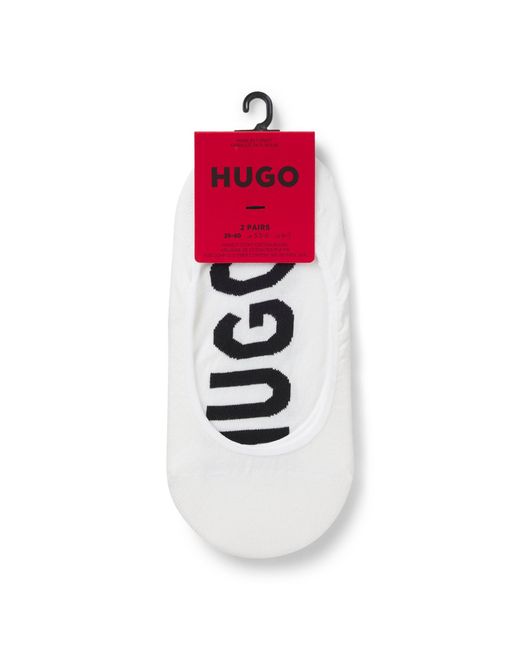 HUGO White Two-Pack Of Invisible Socks With Logos