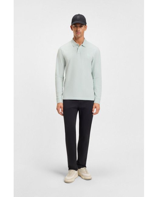 Boss Slim-Fit Poloshirt Aus Elastischem Baumwoll-Piqué in Gray für Herren