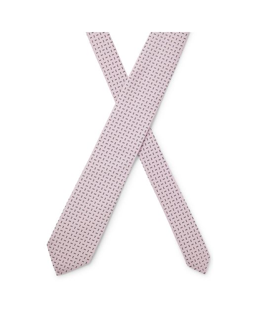 Boss Purple Silk-Blend Tie With Micro Pattern for men