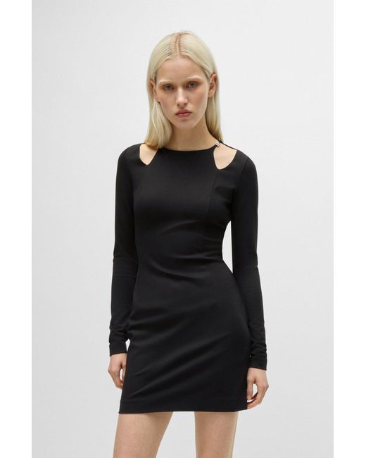 HUGO Black Bodycon Mini Dress With Cut-out Details