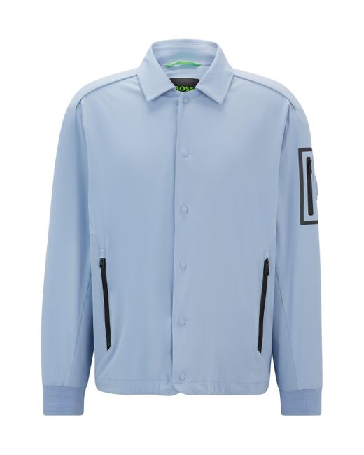 Boss Wasserabweisende Regular-Fit Jacke mit kontrastierenden Details in Blue für Herren